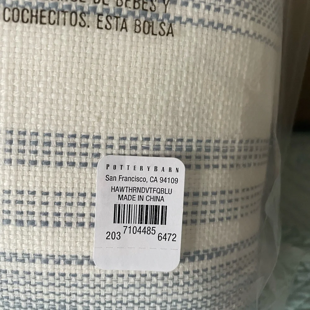 NWT Pottery Barn Hawthorn Striped Duvet Cover, Blue and White - Picture 4 of 7